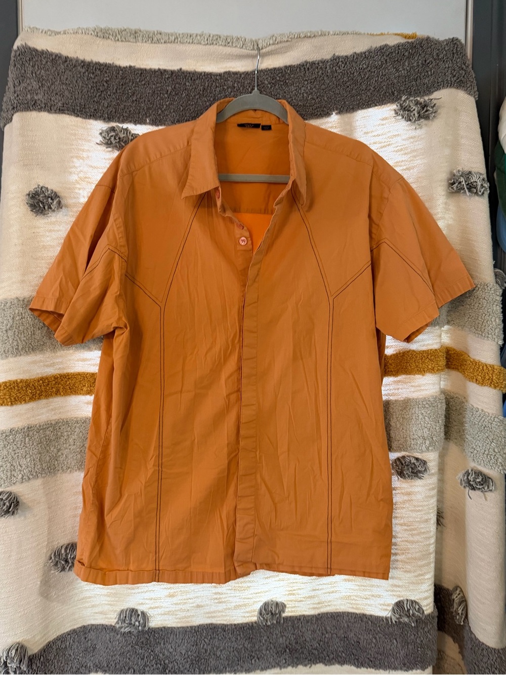 KAVU Rust Orange Short Sleeve Button Front Shirt - Mens XL